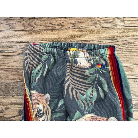 RARE 5 stripe jungle tiger Aviator Nation sweatpants in green XL RARE - Picture 3 of 4